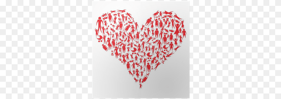 Group Of Red People And Pets Forming A Big Heart Poster Vector Graphics, Art, Paper Png Image