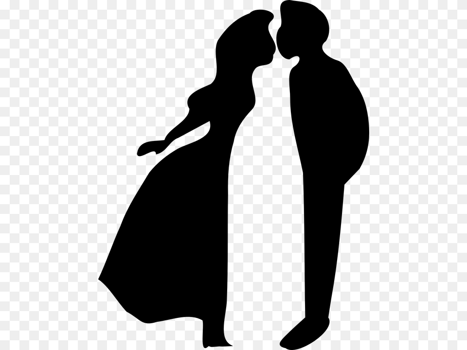 Group Of Silhouette Of Girl Kissing Girl And Boy Kissing, Gray Png Image