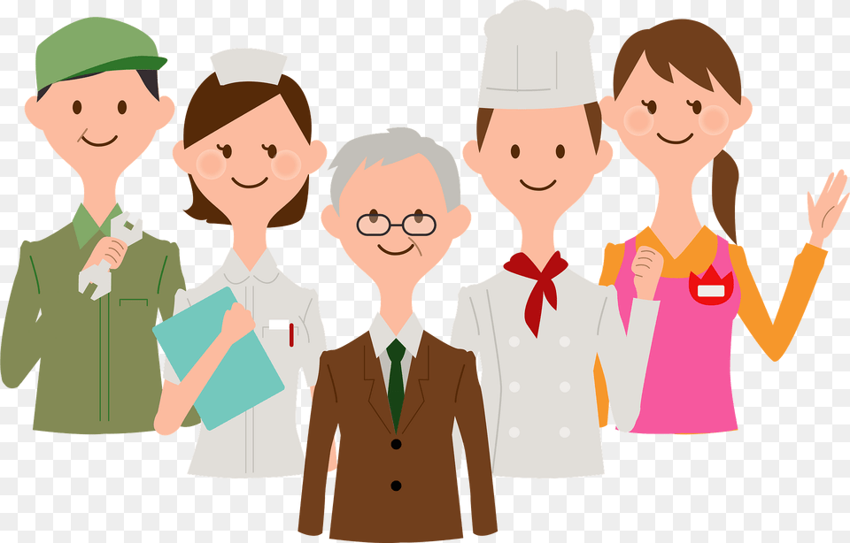 Group Of Workers With Different Jobs Clipart, Accessories, Tie, Formal Wear, Clothing Free Png