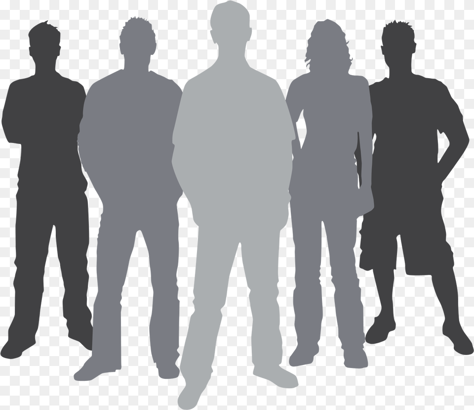 Group People Silhouette Clipart Group Of 5 Silhouette, Adult, Person, Man, Male Free Png Download