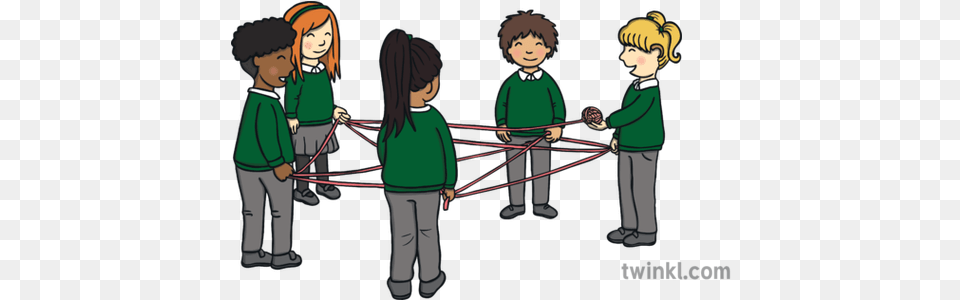 Group Task Wool Web Children In Circle Game Ks1 Illustration Sharing, Boy, Child, Male, Person Png Image