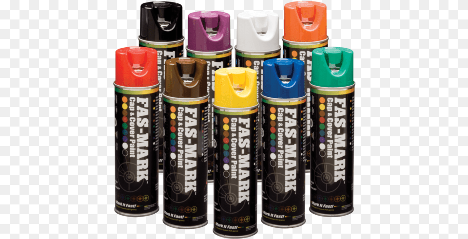 Grouping Of 9 Fas Mark Cap Amp Cover Marking Paint Cans Battery, Can, Spray Can, Tin, Bottle Free Png Download
