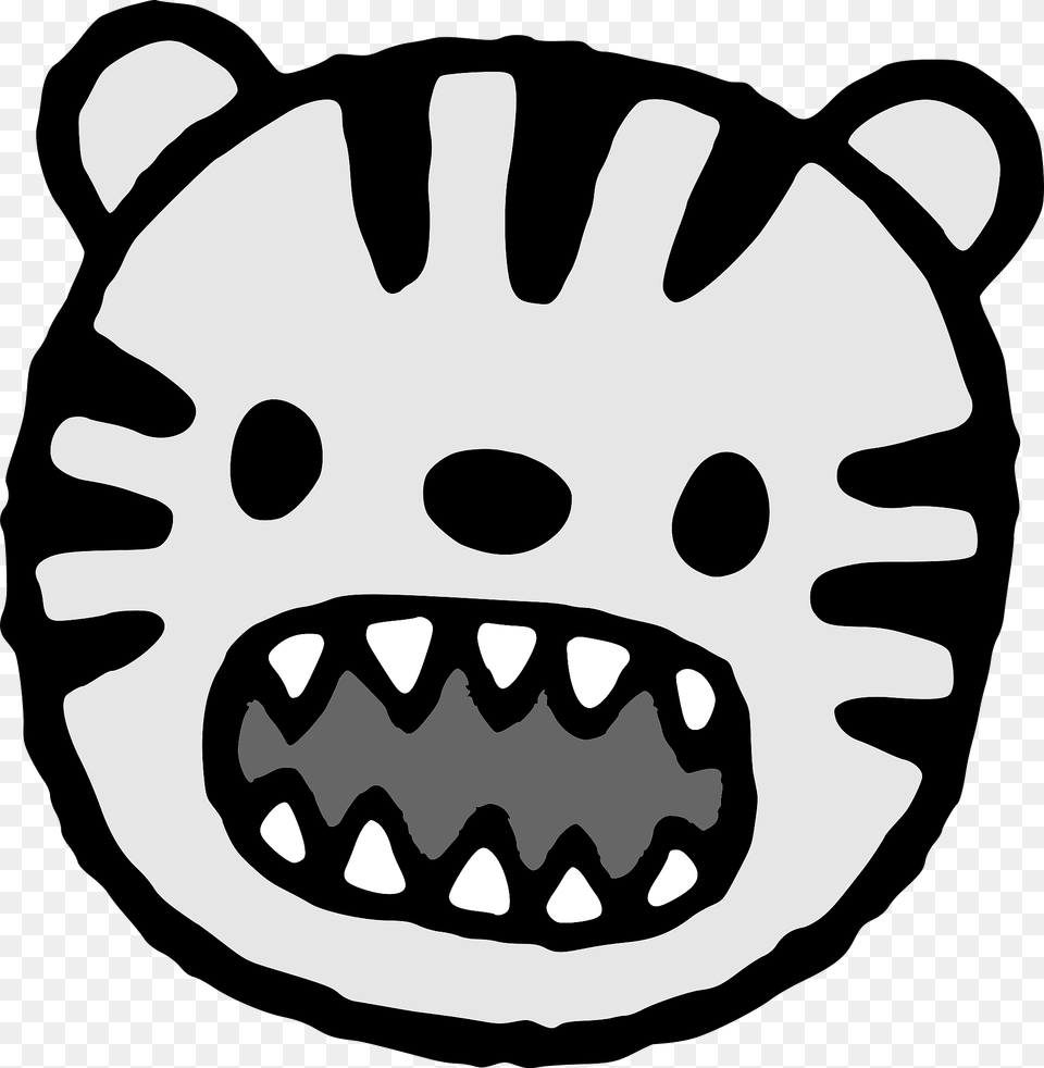 Growling Tiger Face Clipart, Stencil, Body Part, Mouth, Person Free Transparent Png