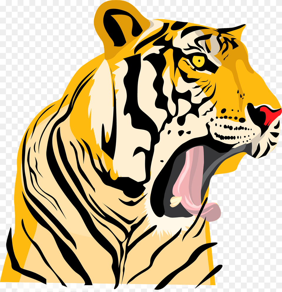 Growling Tiger Face Clipart, Animal, Mammal, Wildlife, Person Free Png Download