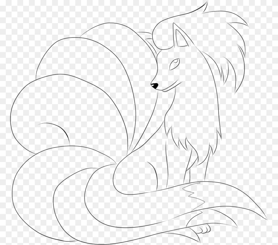 Growlithe Drawing Vulpix Ninetales Coloring Page, Silhouette, Lighting, Person Png Image