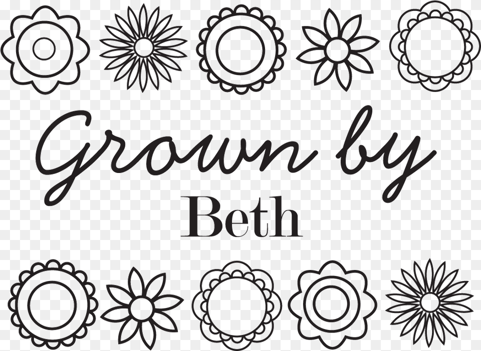 Grown By With Flowers Border Stamp Line Art Png