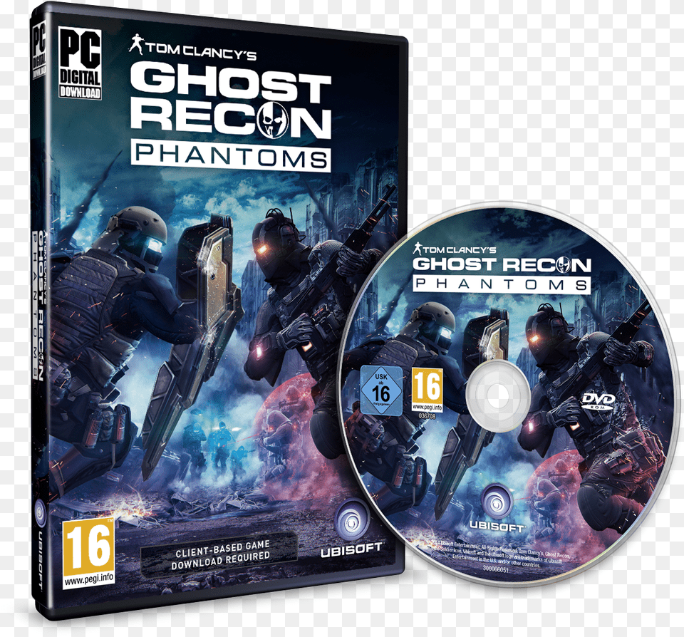 Grp Pc 3d Dvd Uk Ghost Recon Phantoms Pc Cover, Adult, Disk, Male, Man Png Image