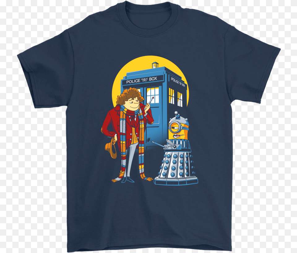 Gru Doctor Who And Minion Dalek Shirts Rick And Morty Adidas, Clothing, T-shirt, Shirt, Person Free Png Download