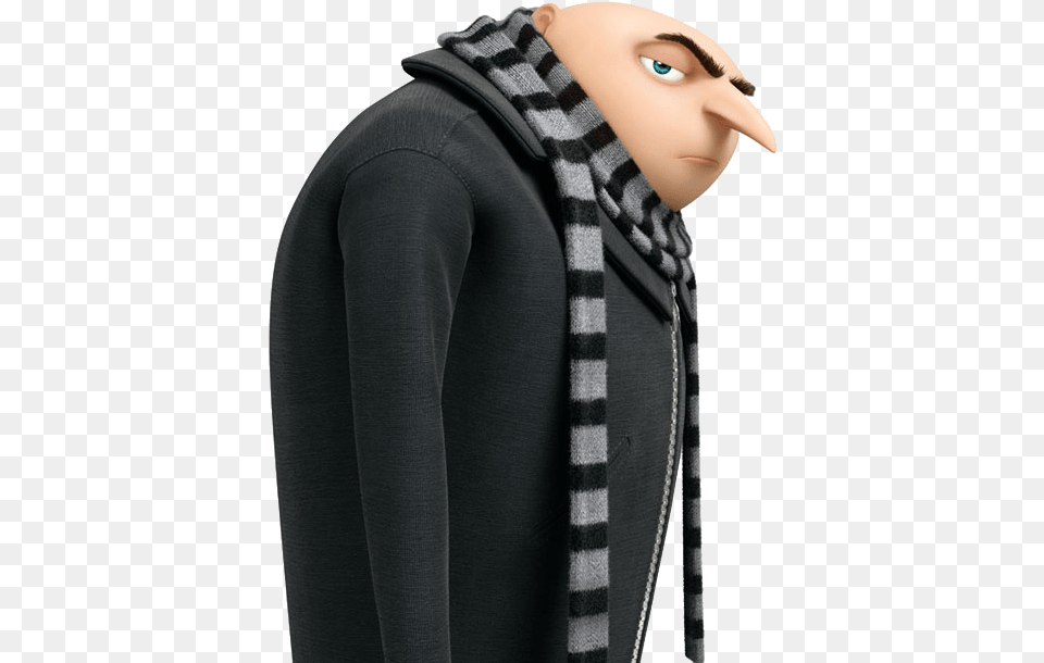 Gru Side View Hug Me Pharrell Williams, Clothing, Coat, Scarf, Knitwear Free Png