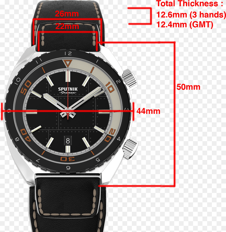 Gruman Sputnik 3hands Black Specifications Caterpillar Watch Women, Arm, Body Part, Person, Wristwatch Png Image