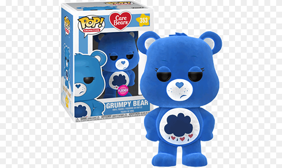 Grumpy Bear Flocked Pop Vinyl Figure Funko Pop Care Bears, Plush, Toy, Baby, Person Png Image