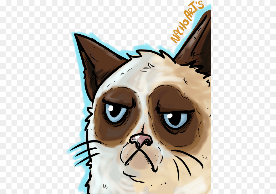 Grumpy Cat By Artedenacho Cartoon, Person, Animal, Mammal, Art Png Image