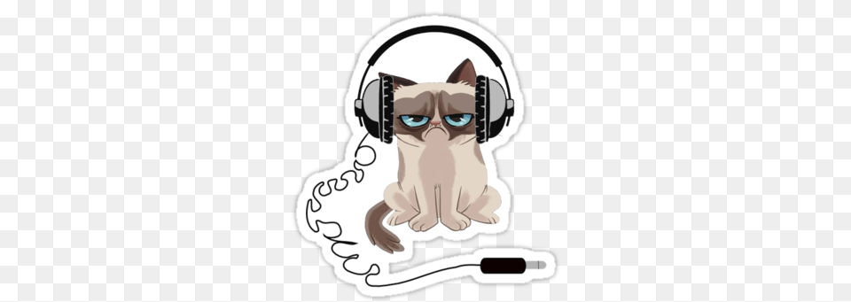 Grumpy Cat Headphones Tank Women Mutinyaudio U203a Portfolio Head Phones, Electronics, Baby, Person, Face Free Png