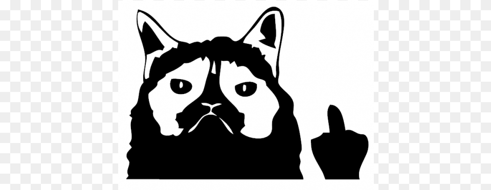 Grumpy Cat Middle Finger Decal Middle Finger Cat Full, Stencil, Person, Hand, Body Part Png Image