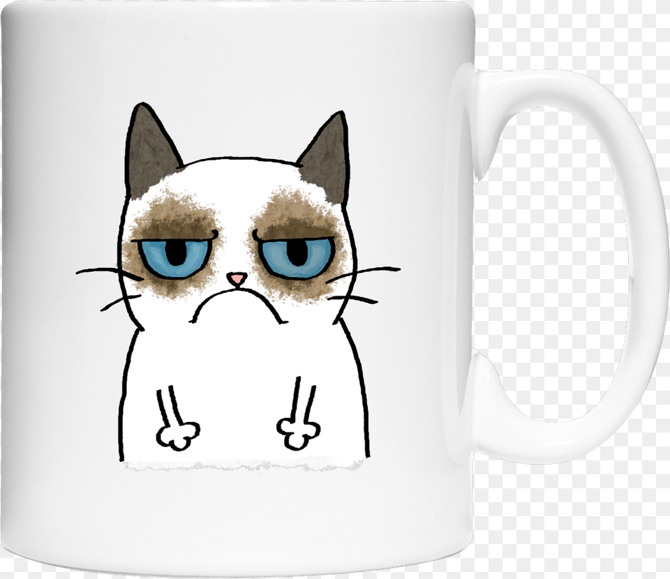 Grumpy Cat Mug, Cup, Animal, Mammal, Pet Free Transparent Png