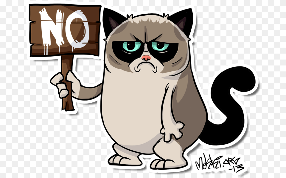 Grumpy Cat No Cartoon, Sticker, Person, Text, Animal Free Png