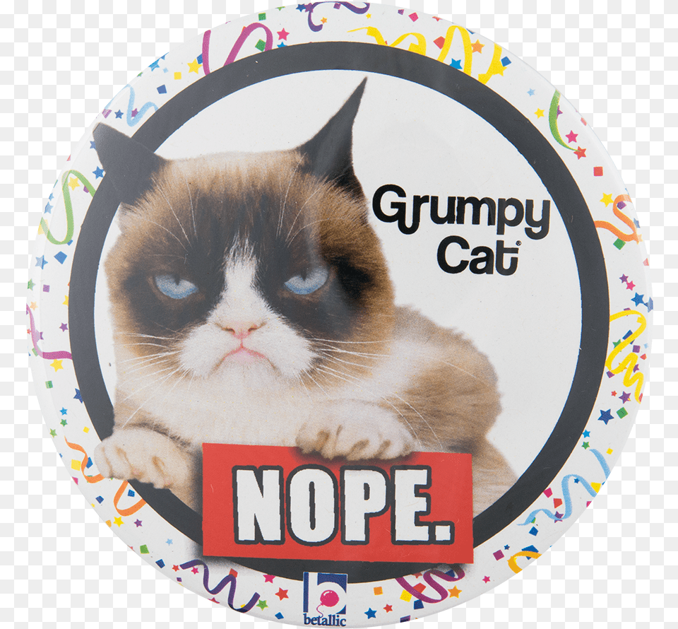 Grumpy Cat Social Lubricators Button Museum Balloon, Sticker, Animal, Mammal, Pet Free Transparent Png
