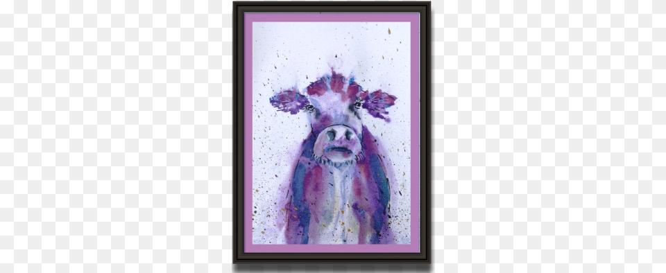 Grumpy Old Moo Picture Frame, Art, Purple, Painting, Livestock Free Png Download