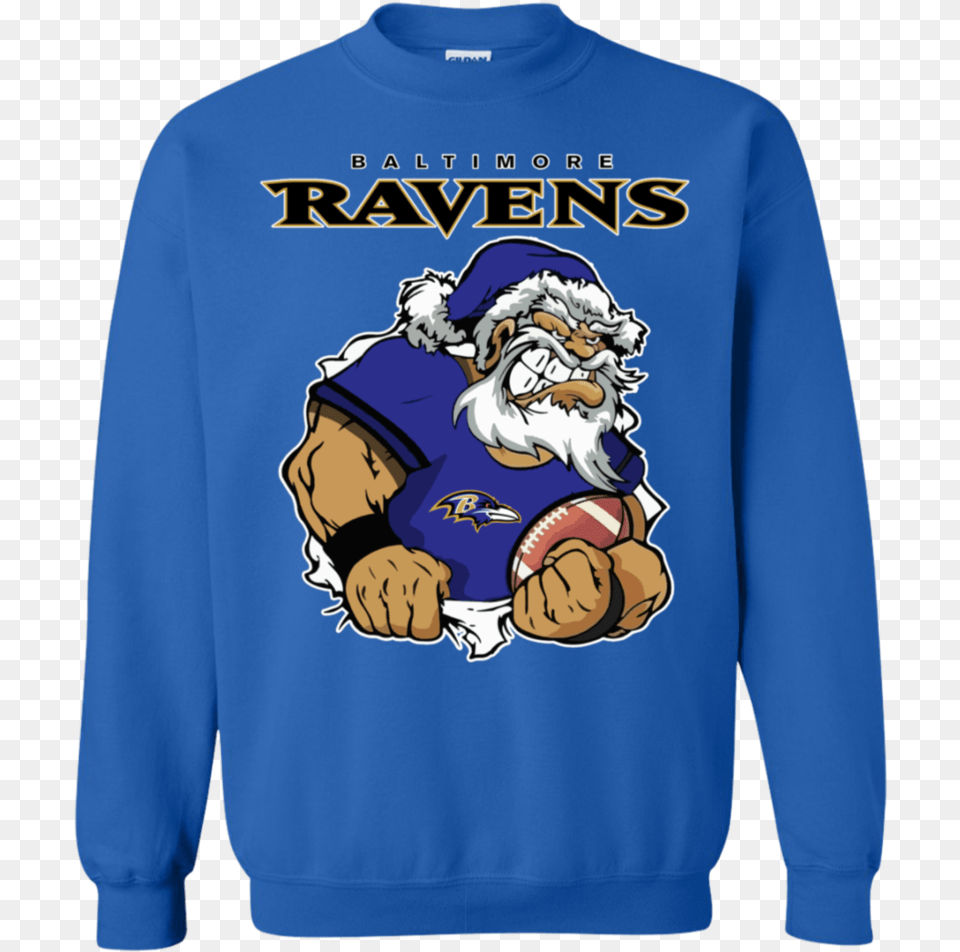 Grumpy Santa Claus Baltimore Ravens Football Team Sweatshirt Baltimore Ravens, Clothing, Knitwear, Sweater, Hoodie Free Transparent Png