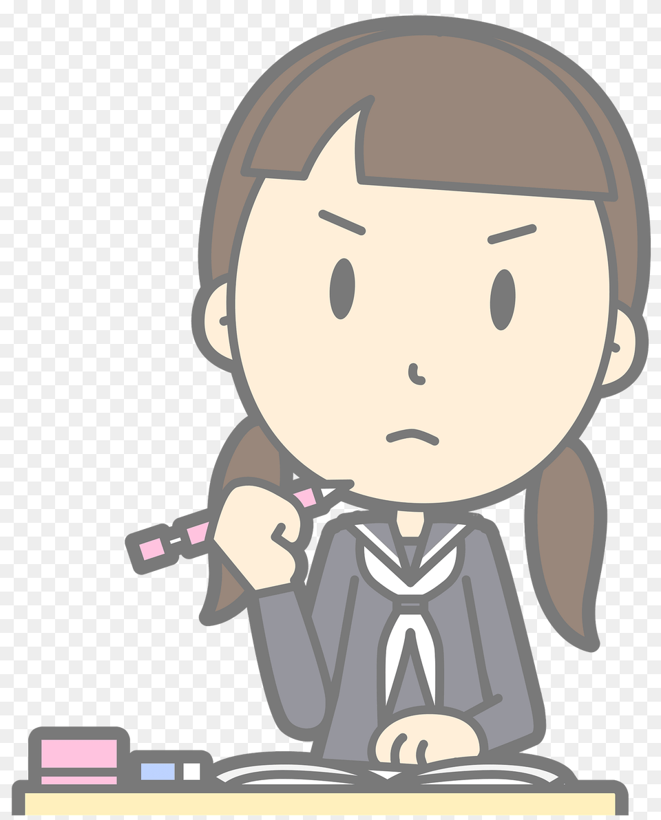 Grumpy Schoolgirl Clipart, People, Person, Baby, Book Png Image