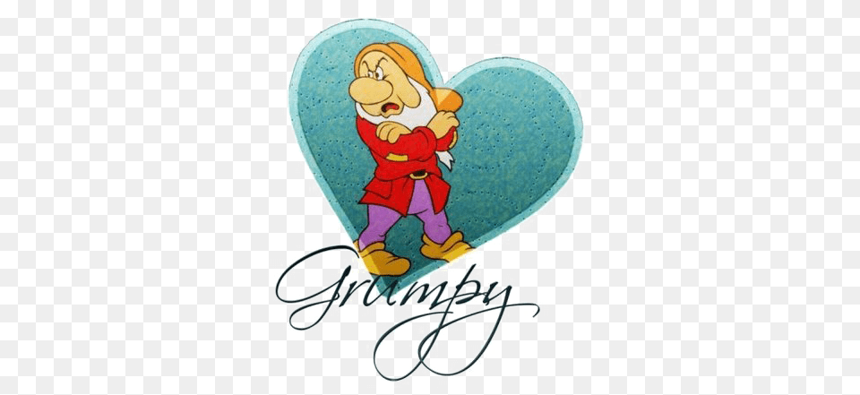 Grumpy Snow White Dwarf Pic Grumpy Dwarf With Heart, Baby, Person, Book, Publication Free Png