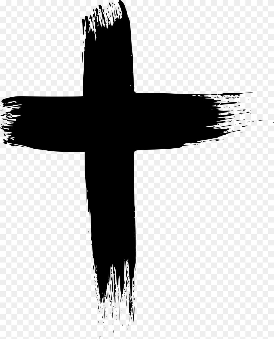 Grunge Cross, Gray Free Png