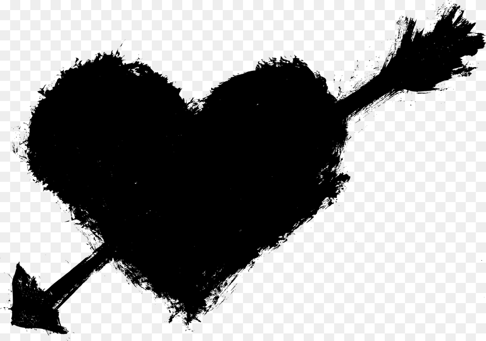 Grunge Heart Transparent, Gray Png Image