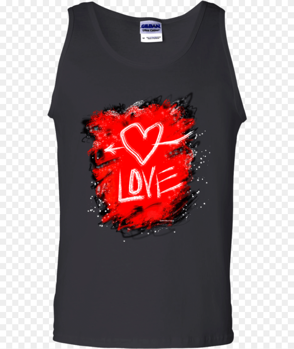Grunge Love Heart Active Tank, Clothing, T-shirt, Tank Top, Shirt Free Png Download