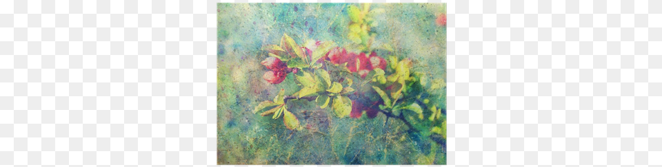 Grunge Messy Watercolor Splashes And Branch With Red Watercolor Painting, Art, Canvas, Flower, Plant Free Png Download