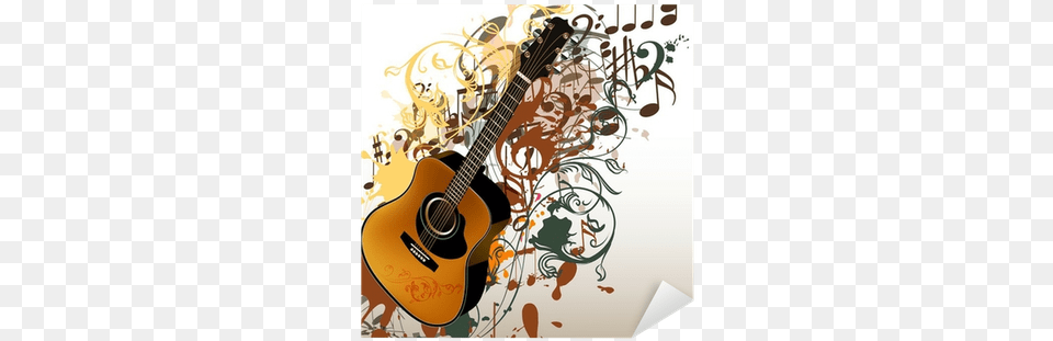 Grunge Music Vector Background With Guitar And Notes Guitar And Notes, Musical Instrument Free Transparent Png