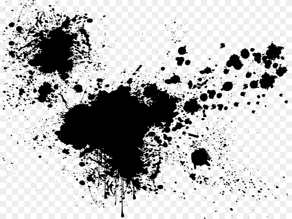 Grunge Splat Stain Transparent Black Paint Splash, Gray Free Png Download