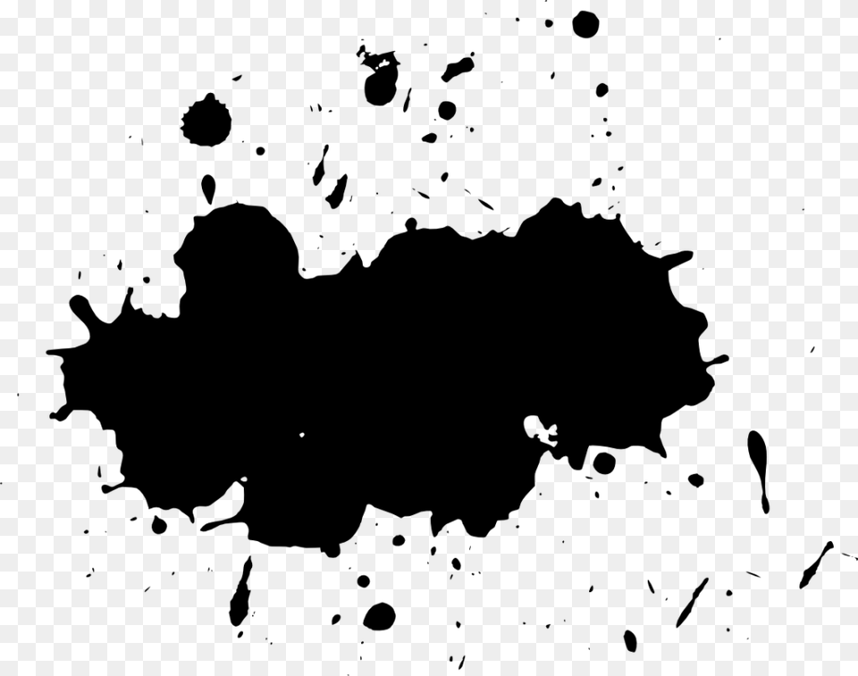 Grunge Splatter Banner Ink Splash, Gray Png Image