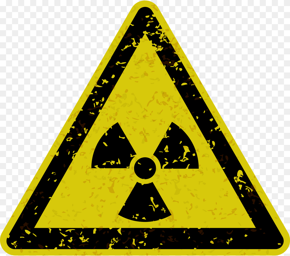Grungy Radiation Warning Clipart, Sign, Symbol, Triangle, Road Sign Png Image
