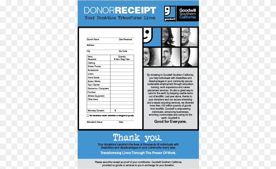 Gsc Donation E Receipt Web 12 14 Goodwill Southern California Donor Receipt, Advertisement, Text, Poster, Page Free Png Download