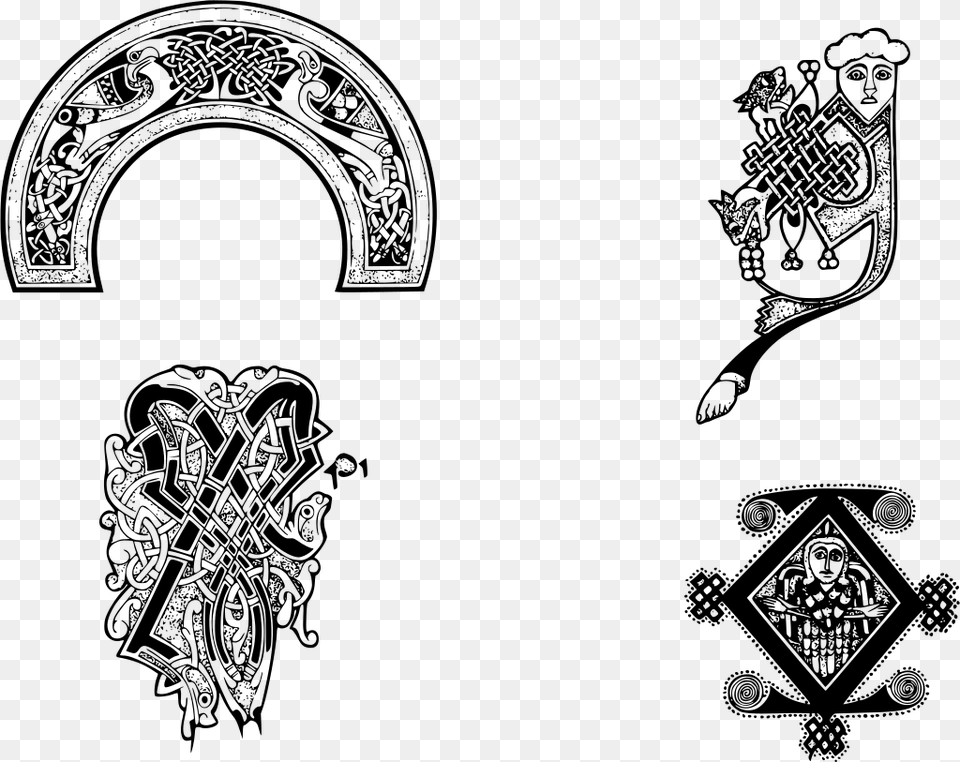 Gt Patterns Floral Celtic Gothic, Gray Free Png