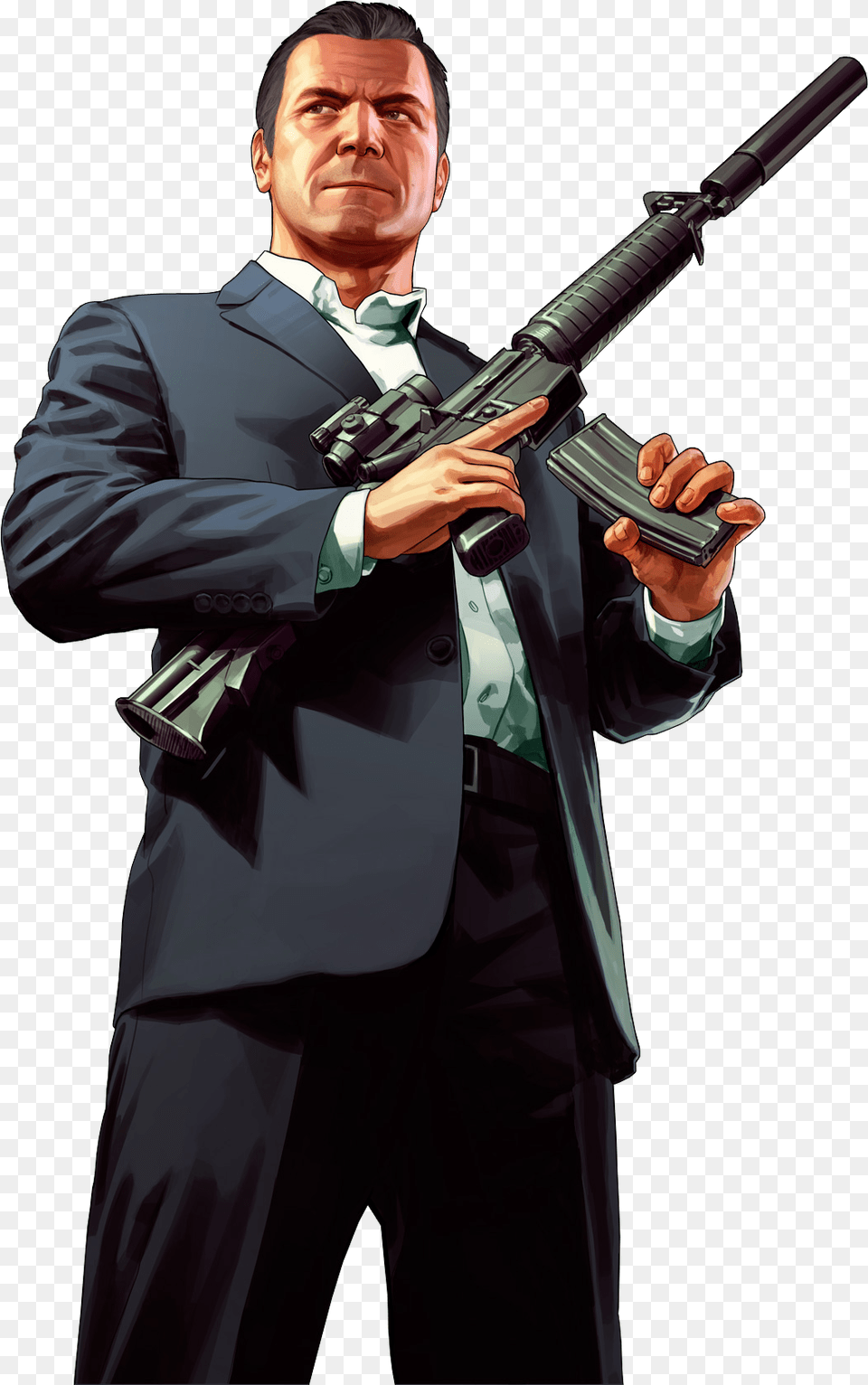 Gta 5 Michael, Weapon, Clothing, Suit, Firearm Png Image