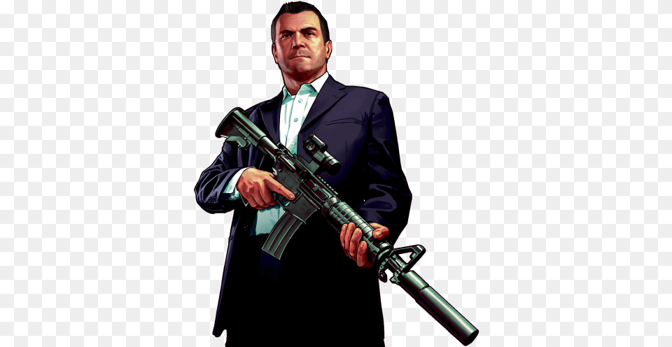 Gta 5 Michael Ps Vita Gta 5 Michael, Weapon, Rifle, Firearm, Gun Free Png Download