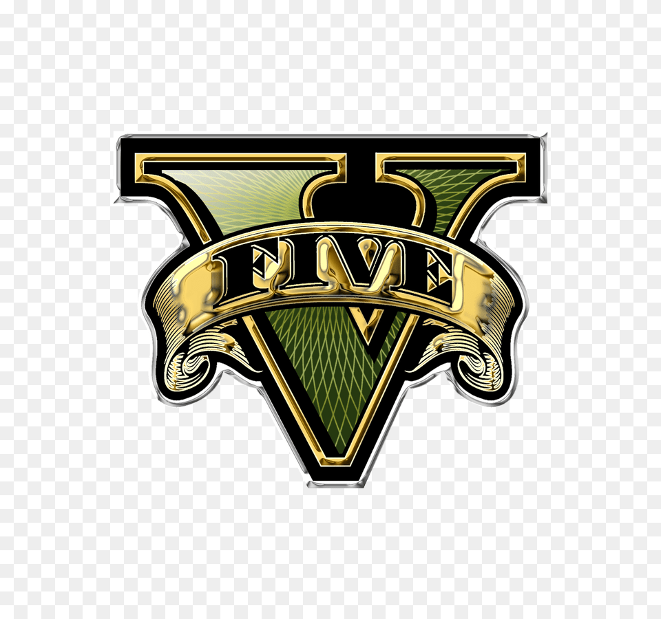 Gta 5 V Logo Transparent Clipart Grand Theft Auto V, Emblem, Symbol, Badge Png