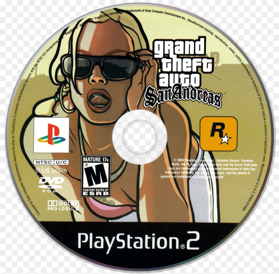 Gta San Andreas Ps2 Disc, Accessories, Disk, Dvd, Sunglasses Png Image