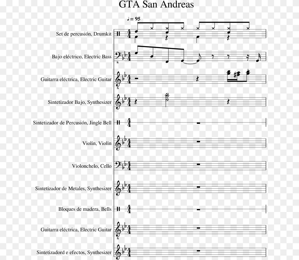 Gta San Andreas Sheet Music 1 Of 16 Pages Document, Gray Free Png Download