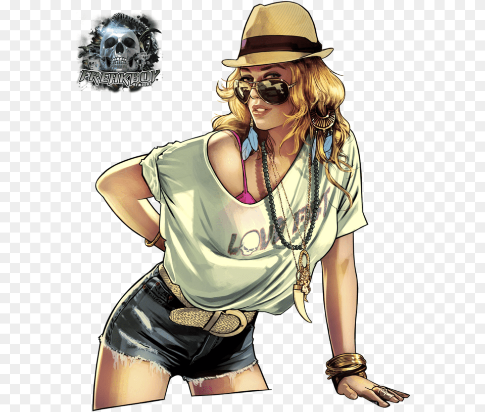 Gta V Girl By Freakboy18 Gta Clip Art Gta 5, Accessories, Sunglasses, Shorts, Person Png Image