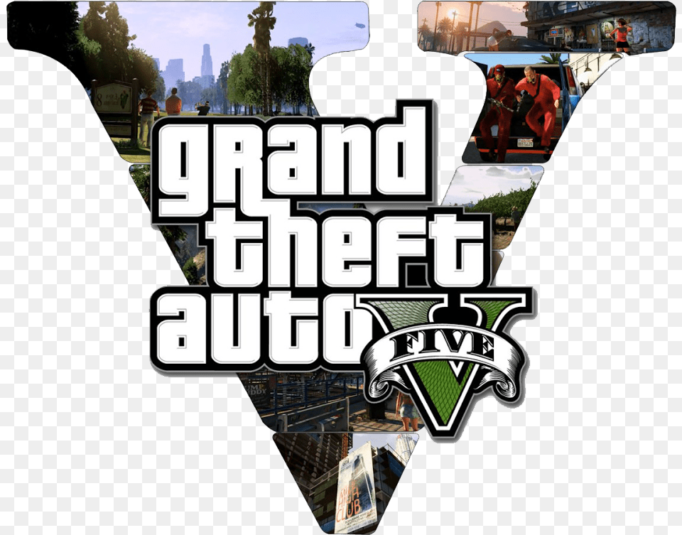 Gta V Logo Transparent Photo Grand Theft Auto 5, Person, Art, Collage, City Free Png