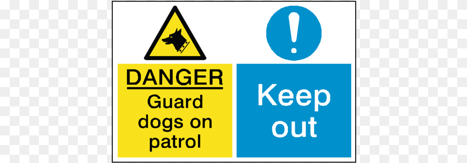 Guard Dogs Keep Out Dual Hazard Sign Warning Attack Dogs On Premises No Trespassing Sign, Symbol, Road Sign Free Png
