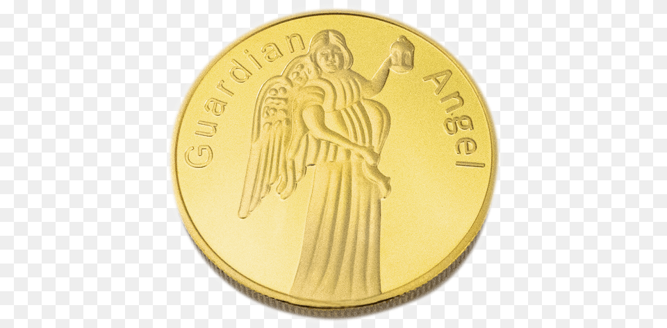 Guardian Angel Coin Guardian Angel Gold Coin, Person, Money, Face, Head Free Png Download