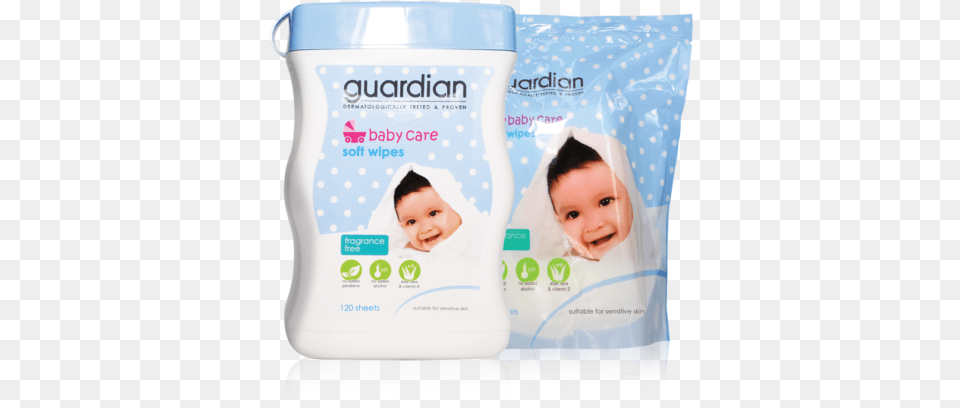 Guardian Baby Wipes Fragrance 120 Sheets 100 Sheets Pharmacy, Bottle, Lotion, Person Free Png Download