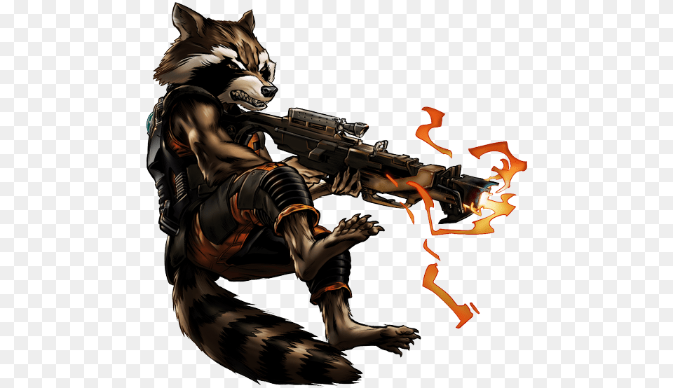 Guardian Rocket Raccoon Portrait Art Guardians Of The Galaxy Comic, Adult, Weapon, Person, Woman Free Transparent Png
