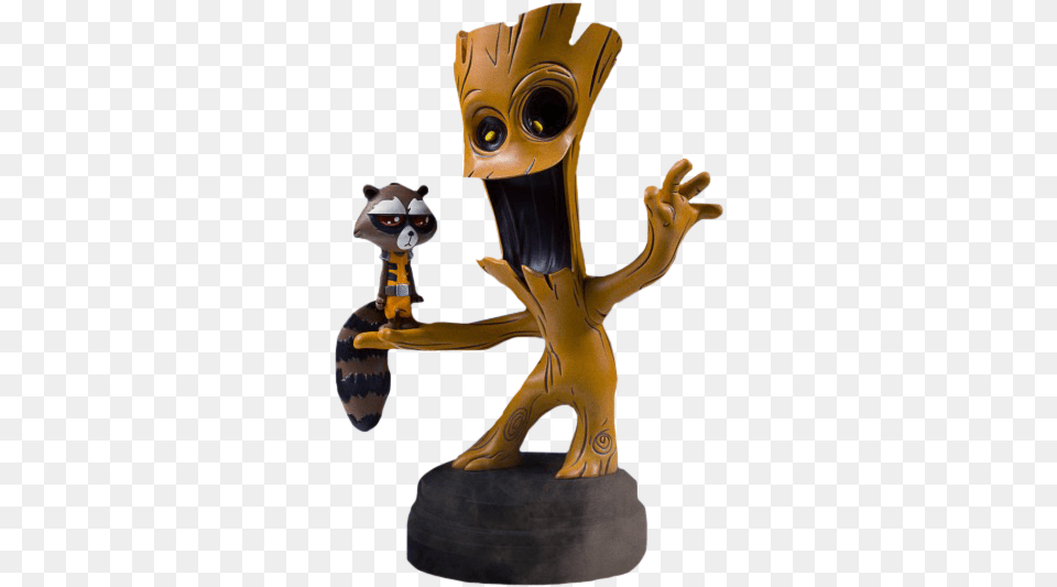 Guardians Of The Galaxy Groot And Rocket Animated 4u201d Statue Rocket Raccoon, Figurine, Smoke Pipe Png Image