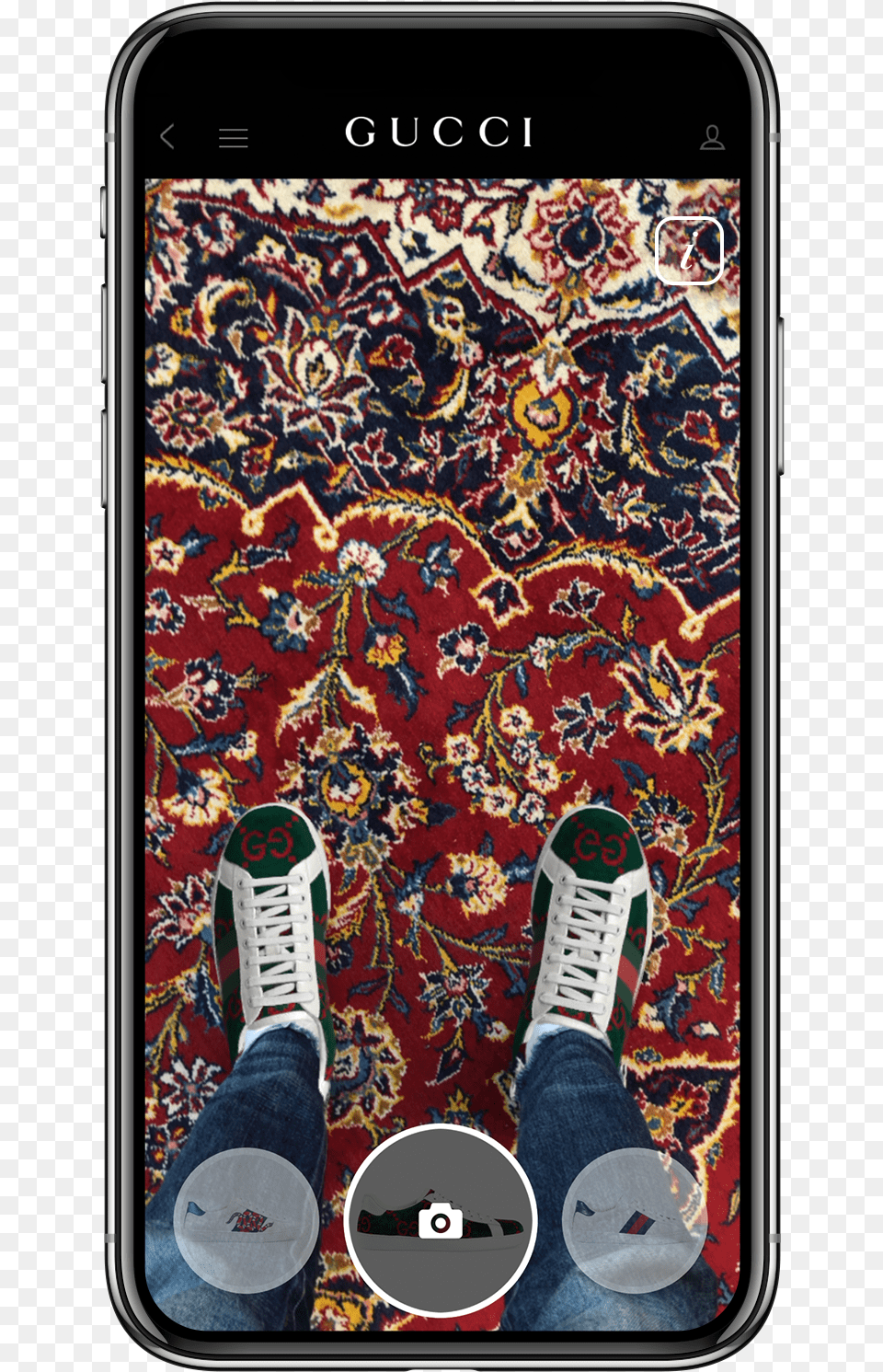 Gucci Ace Sneaker Try On App Result, Shoe, Rug, Clothing, Footwear Png Image