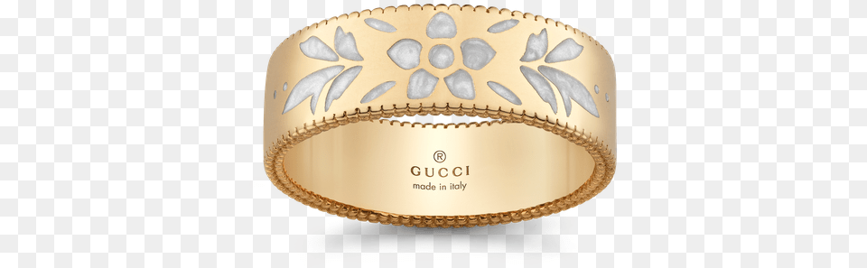 Gucci Icon Blooms Ring Gucci Icon Blooms 18k Yellow Gold White Enamel Ring, Accessories, Jewelry, Bracelet, Cuff Free Png Download