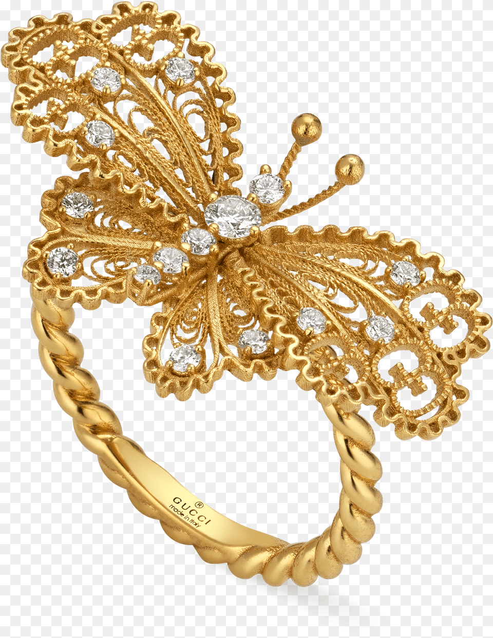 Gucci Le March Des Merveilles Diamond And Yellow Gold Brooch, Accessories, Jewelry, Necklace Free Png